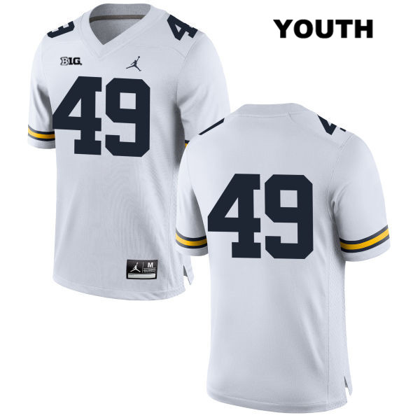 Youth NCAA Michigan Wolverines Tyler Plocki #49 No Name White Jordan Brand Authentic Stitched Football College Jersey PT25H51EH